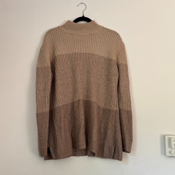 Calvin Klein Size M Knitted Mock Neck Color Blocked Sweater - Picture 1 of 7
